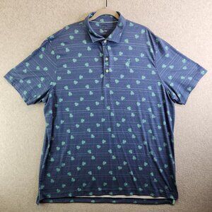 Johnnie O Shirt Mens XXL Blue Green Top Shelf Shamrock Four Leaf Clover Irish